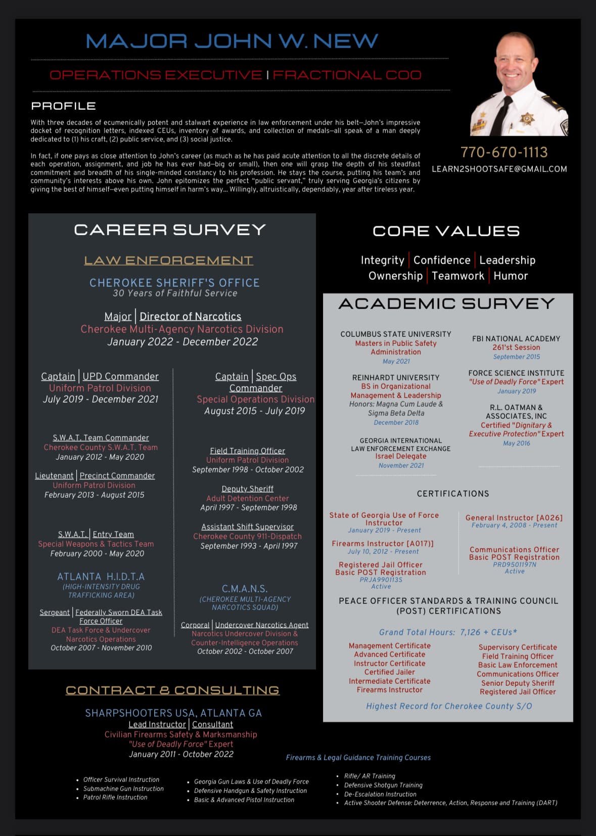 Major John W. New - Resume Page 1